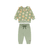 Conjunto blusa manga longa e calça em molecotton verde floral