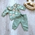 Conjunto blusa manga longa e calça em molecotton verde floral na internet
