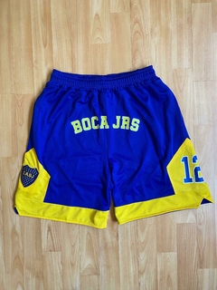 SHORT BOCA JUNIORS BERMUDA CON BOLSILLOS ESTILO NBA BORDADA