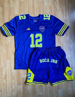 CONJUNTO NFL CAMISETA Y SHORT CON BOLSILLOS BERMUDA BOCA JUNIORS BORDADA LA 12