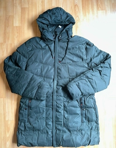 CAMPERA 3/4 INFLABLE POLAR LISA COLOR VERDE OSCURO CAPUCHA DESMONTABLE - comprar online