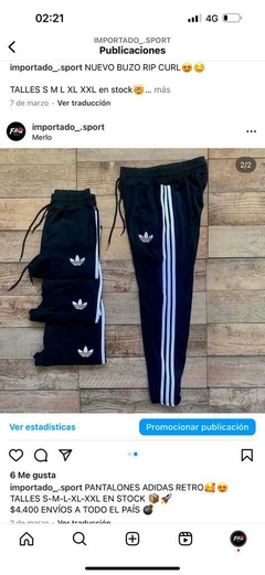PANTALON ADIDAS RETRO TIRAS BLANCAS