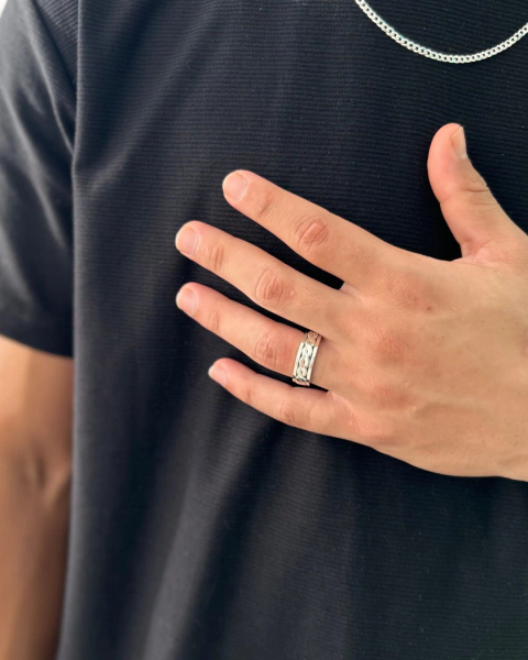 Anel masculino giratório