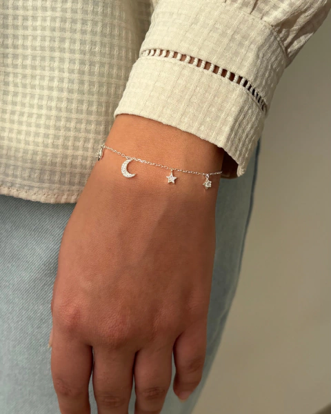 Pulseira lua e estrelas