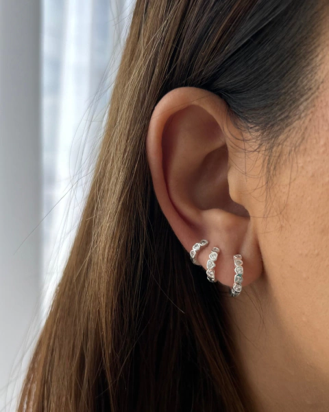 Trio de argolinha zircônia coração