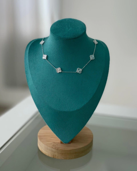 Colar 6 trevos na prata