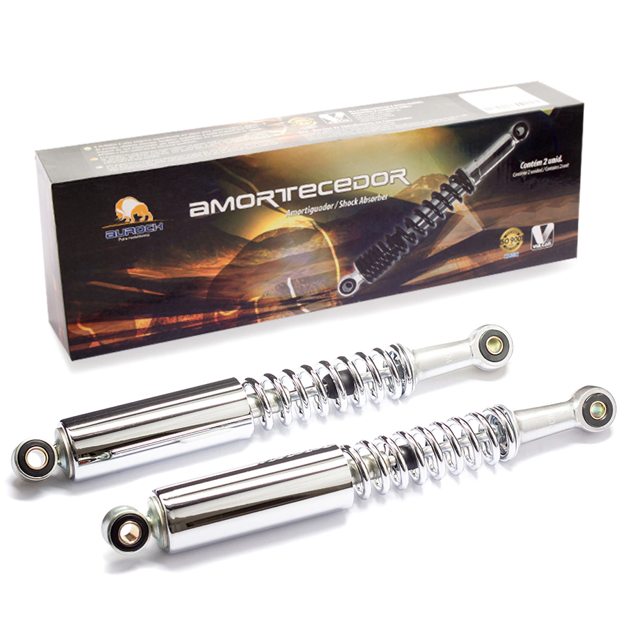 Amortecedor Traseiro Cromado Para Shineray Phoenix 50 (par) VULCANBOR (AUROCH)