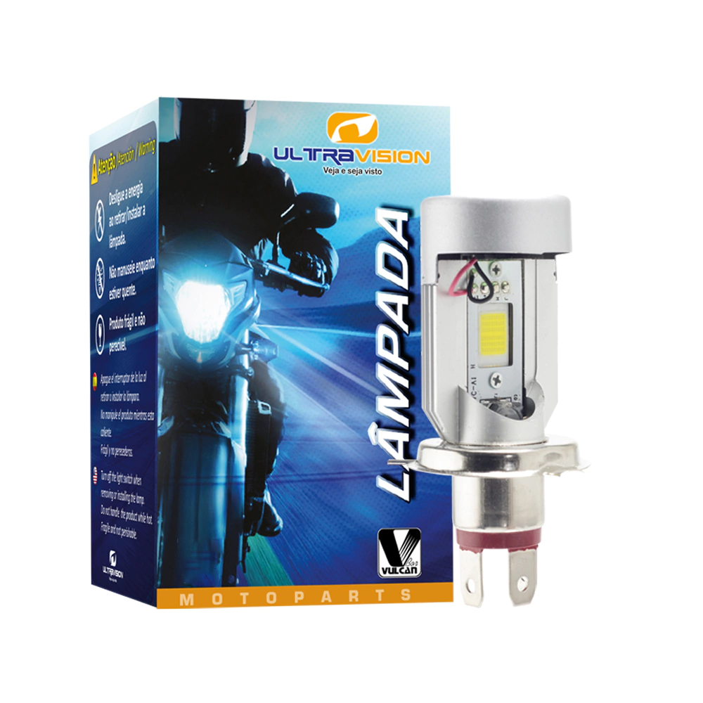 4x Lâmpada de Moto para Farol Alto e Baixo - Soquete H4