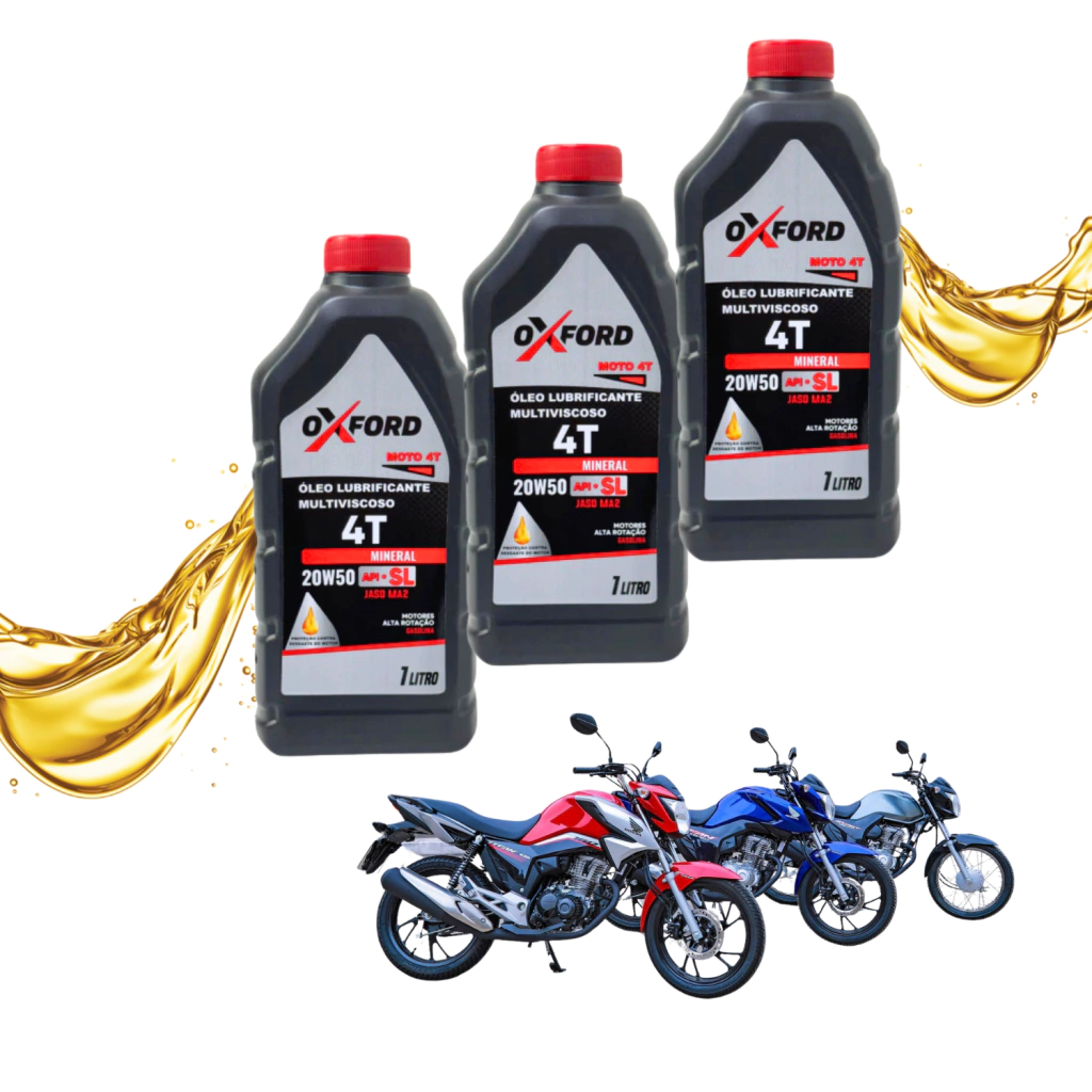 Kit 3 Óleos Lubrificante Motor Moto 4t 20w50 1 Litro Oxford