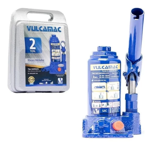 Macaco Hidráulico 2 Toneladas Garrafa Automotivo com Maleta Vulcanbor