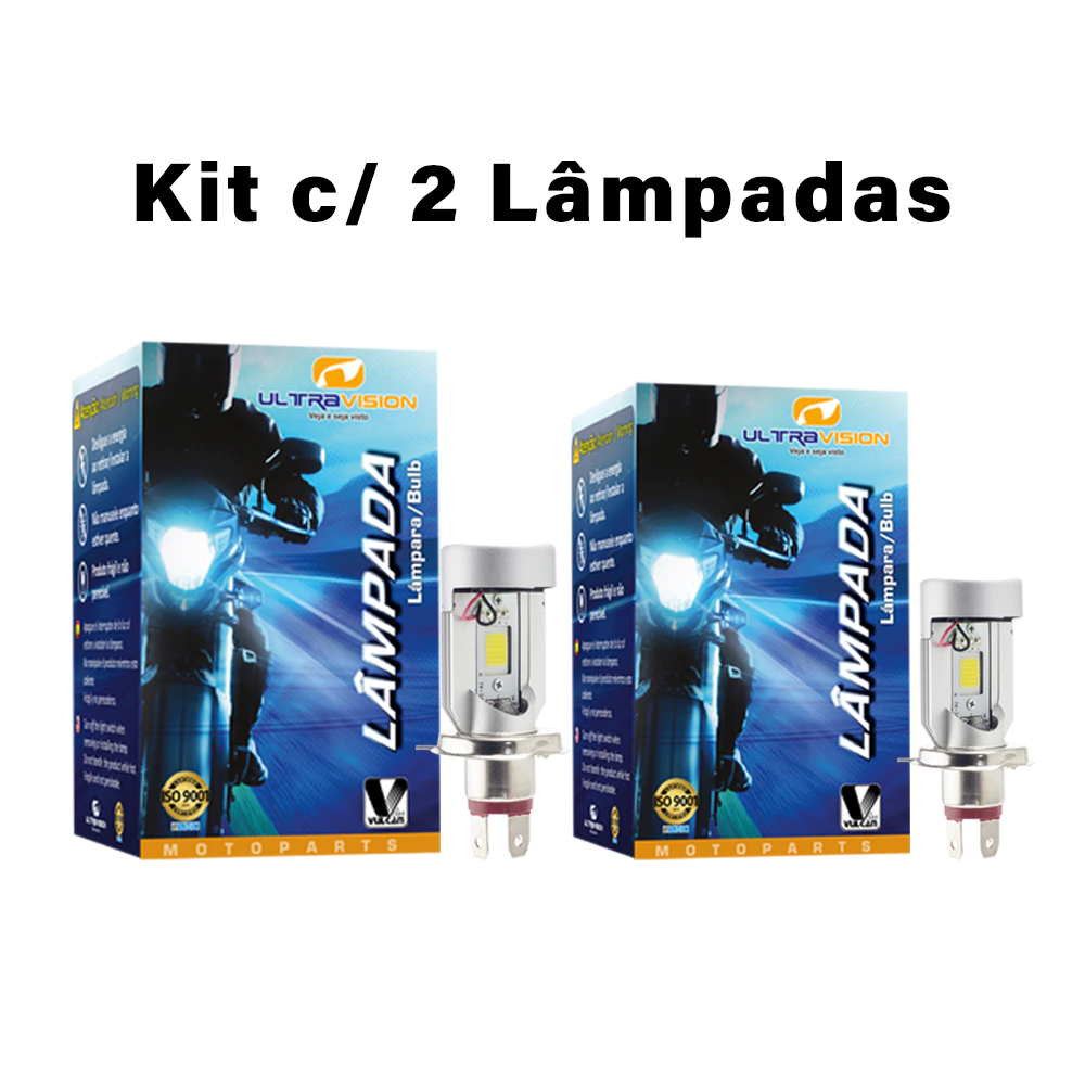 2x Lâmpada Led Para Farol Carro E Moto H4 6000k Com Ventoinha