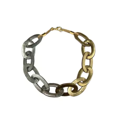 Colar curto elos cerâmica fria meio a meio duo