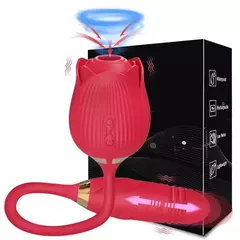 VIBRADOR E SUGADOR ROSA COM VAI E VEM- RECARREGÁVEL
