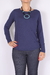 Camiseta Flora Manga Longa Azul Marinho - comprar online