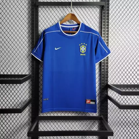 Camisa Seleção Brasileiro II Retrô 1998 Nike Torcedor Masculina - Azul com detalhes em branco - (cópia) - comprar online