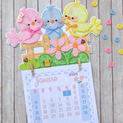 Molde Virtual - Passarinhos para calendário (Não acompanha arquivo do calendário) - comprar online