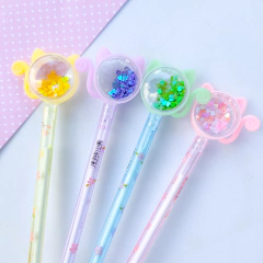 Caneta Gel Gatinho com Glitter