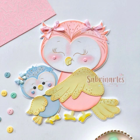 Molde Virtual Coruja Mãe e filho (Coleção Corujas) - comprar online