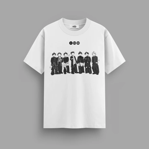 Remera BTS (032) Dibujo 7 Miembros Siluetas Pop Algodón