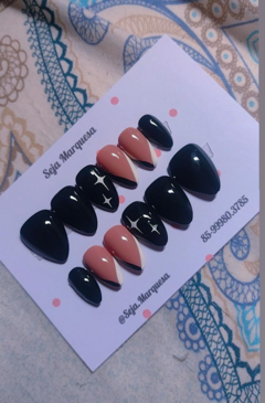 12 unhas almond curta - preta - comprar online