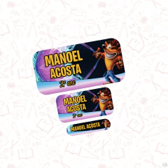 Crash Bandicoot - Etiqueta Escolar - comprar online