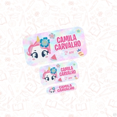 Unicórnio Aloha - Etiqueta Escolar