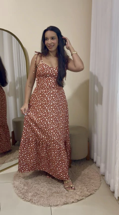 Vestido crepe estampa liberty - Telha - comprar online