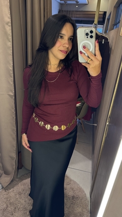 BLUSA ASSIMÉTRICA CANELADA - By Maria