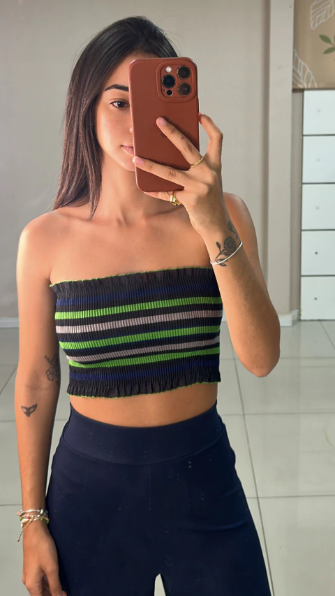 Top Faixa Mari preto listrado