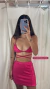 Top cortininha paetê rosa