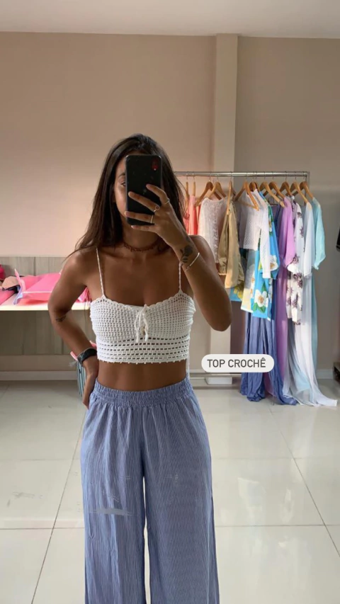 Top Ana crochê branco