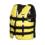 Colete de flutuação amarelo com design ergonômico e visibilidade aumentada.