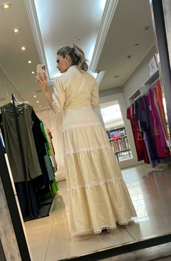 Imagem do Vestido Longo em Linho com Marias e Detalhes Boho Chic