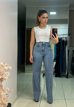 Calça JEANS Wide Leg 100% Algodão na internet