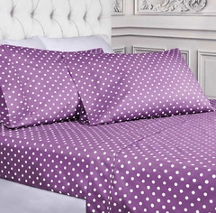Jgo. Sábana estampada puntiadas 1 1/2 plazas microfibra- 3 piezas