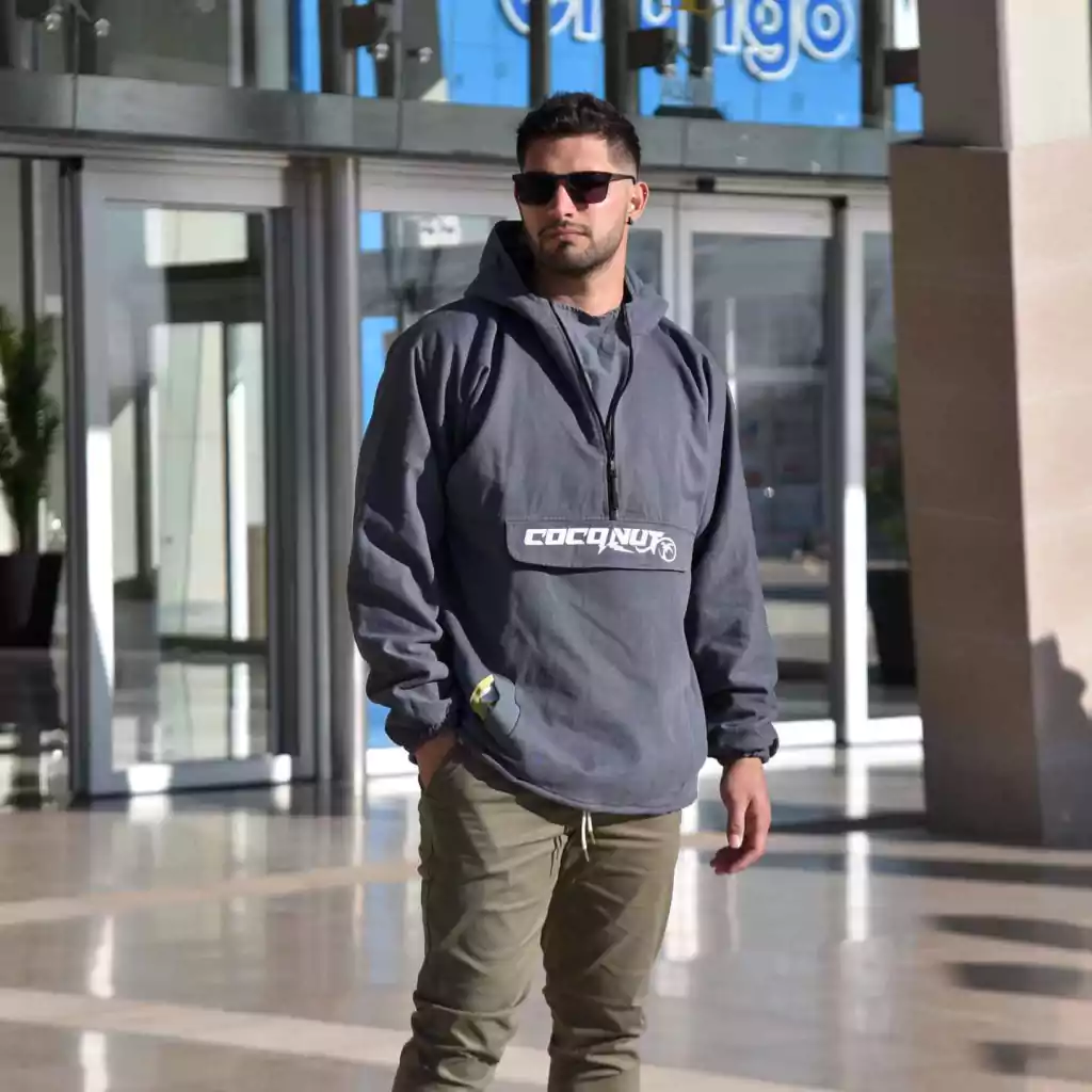 ANORAK CORDERITO OVERSIZE GRIS TOPO