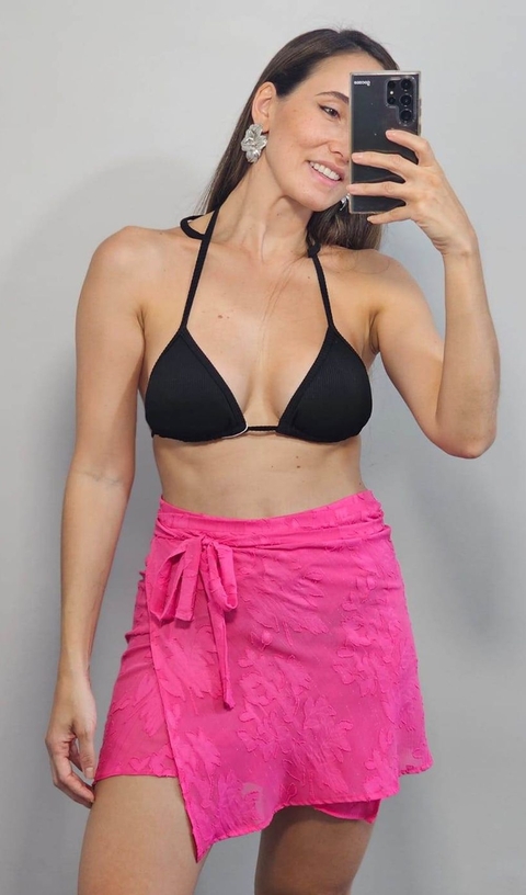 Saia Curta Pareô - Rosa Texturizada
