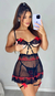 Camisola Belle - Preto com Vermelho