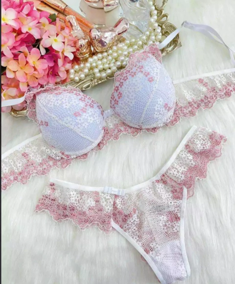 Conjunto Alice - Branco e Rosa