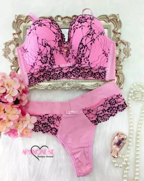 Conjunto Luísa Plus Size - Rosa e Preto