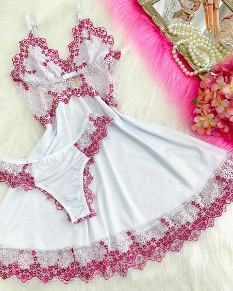 Camisola Helena - Branco com Pink