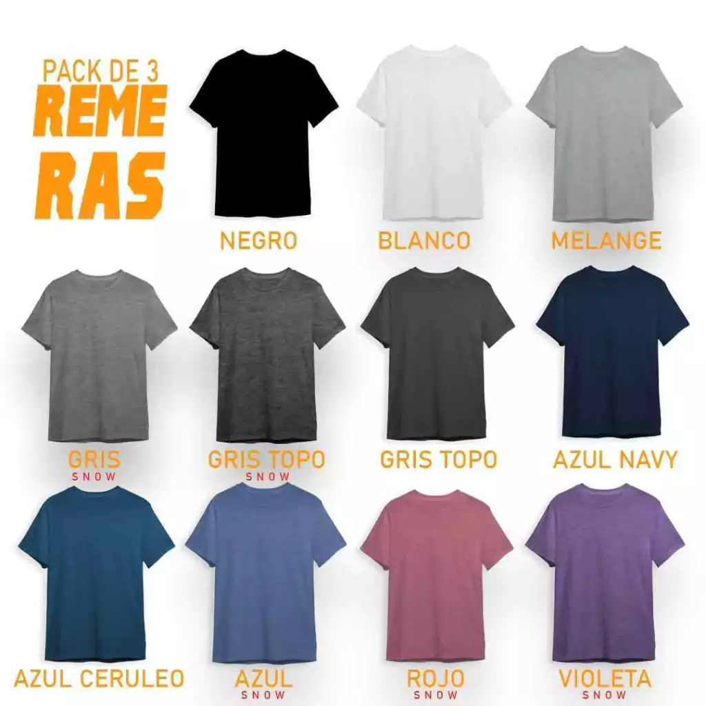 Super pack x 3 remeras basicas