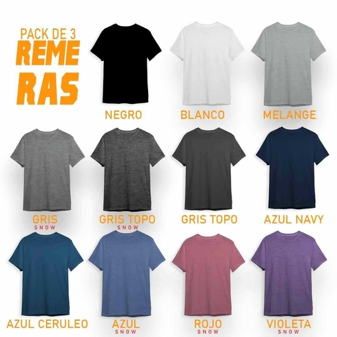 Super pack x 3 remeras basicas - comprar online