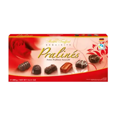 Caixa vermelha de bombons sortidos Maitre Truffout 400gr