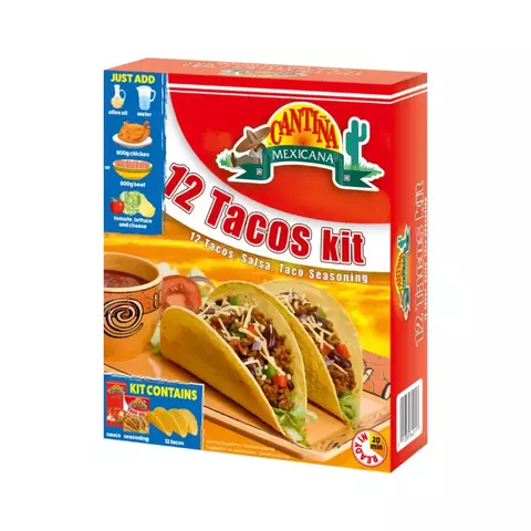 Kit 12 Taco Shells + Molho + Tempero Cantina Mexicana 325g