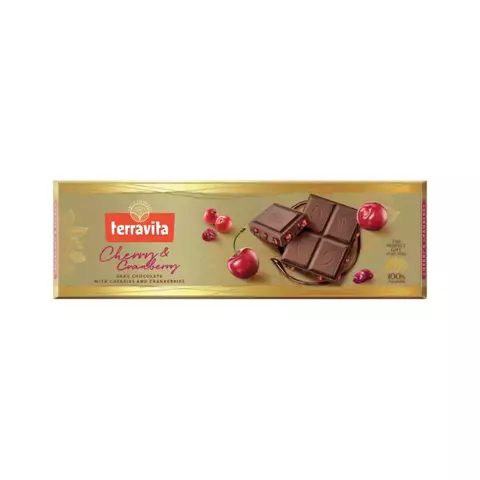 Barra de Chocolate Terravita - Cereja e Cramberry 225g