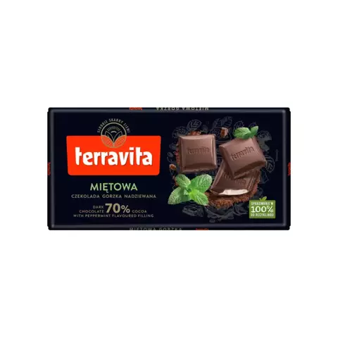 Barra de Chocolate Terravita - Extra Dark 70% - Menta 90g