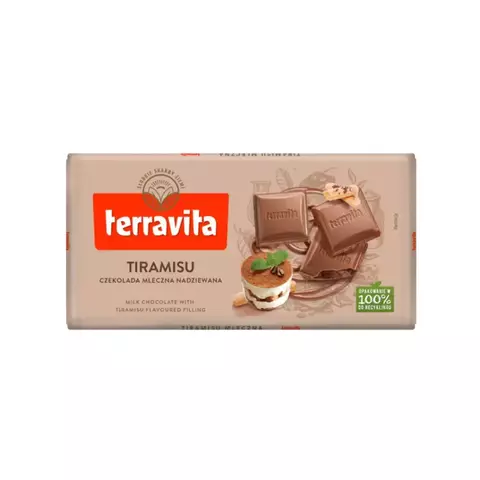 Barra de Chocolate Terravita - Ao Leite com tiramissu 100g
