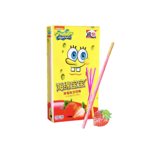 BOB ESPONJA - BISCOITO FORMATO DE PALITO SABOR MORANGO 48g