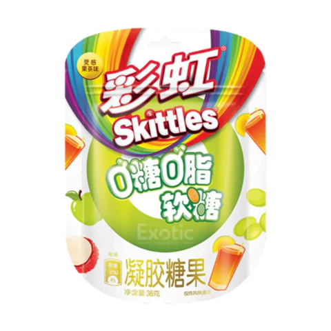 SKITTLES CANDY 0 SUGAR 0 FAT GUMMIES FRUIT TEA FLAVOR 36g
